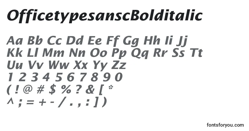 Fuente OfficetypesanscBolditalic - alfabeto, números, caracteres especiales