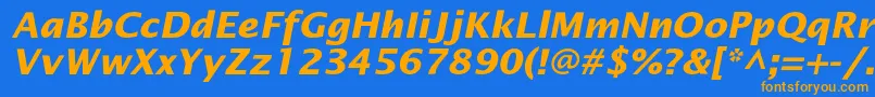 フォントOfficetypesanscBolditalic – オレンジ色の文字が青い背景にあります。