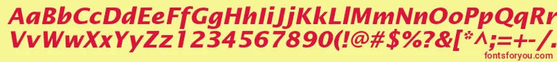 OfficetypesanscBolditalic Font – Red Fonts on Yellow Background