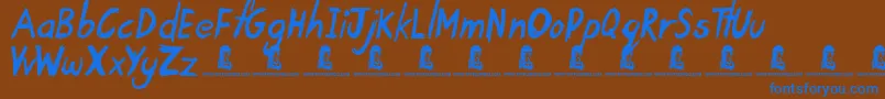 TardyKid Font – Blue Fonts on Brown Background