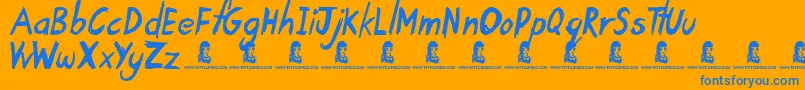 TardyKid Font – Blue Fonts on Orange Background