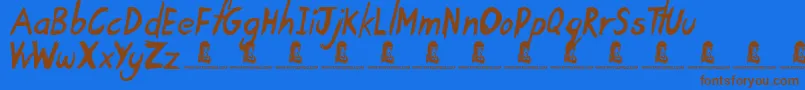 TardyKid Font – Brown Fonts on Blue Background