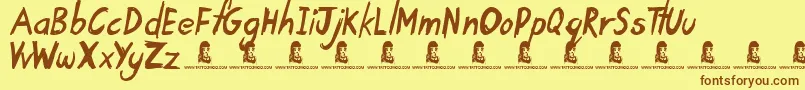 TardyKid Font – Brown Fonts on Yellow Background