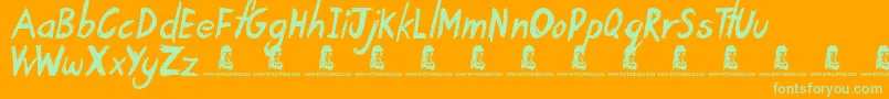 TardyKid Font – Green Fonts on Orange Background