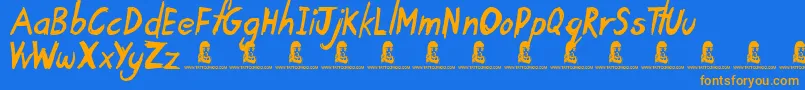 TardyKid Font – Orange Fonts on Blue Background
