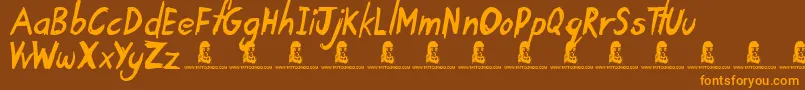 TardyKid Font – Orange Fonts on Brown Background