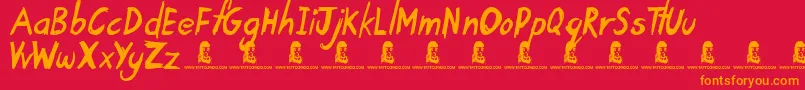 TardyKid Font – Orange Fonts on Red Background
