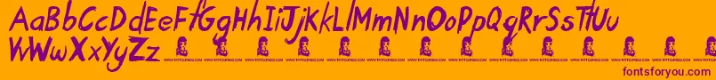 TardyKid Font – Purple Fonts on Orange Background
