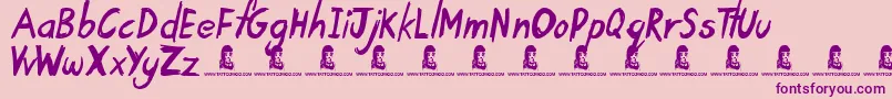 TardyKid-Schriftart – Violette Schriften auf rosa Hintergrund