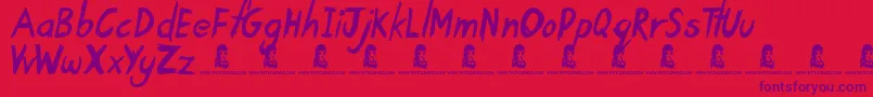 TardyKid Font – Purple Fonts on Red Background
