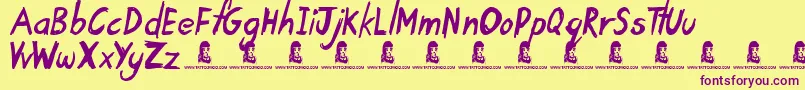 TardyKid Font – Purple Fonts on Yellow Background