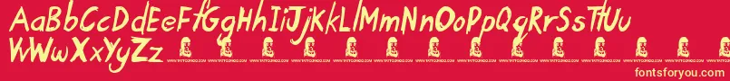 TardyKid Font – Yellow Fonts on Red Background