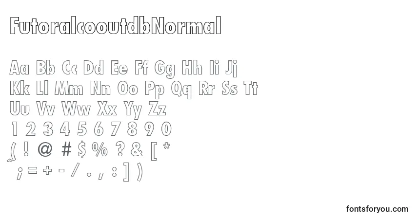 A fonte FutoralcooutdbNormal – alfabeto, números, caracteres especiais