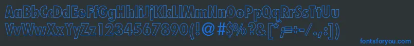 Fonte FutoralcooutdbNormal – fontes azuis em um fundo preto