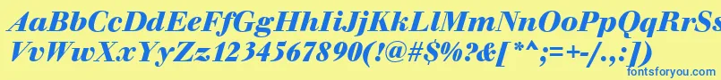 WalbaumOriginalBolditalic Font – Blue Fonts on Yellow Background