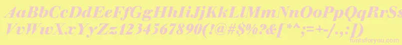 WalbaumOriginalBolditalic-Schriftart – Rosa Schriften auf gelbem Hintergrund