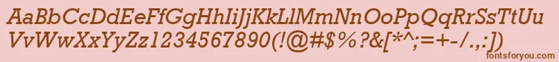 フォントAstuteSsiItalic – ピンクの背景に茶色のフォント