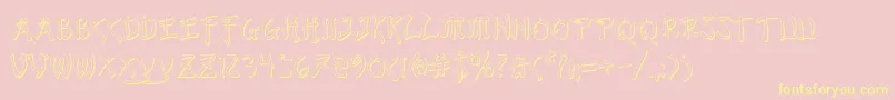 Bushidos-Schriftart – Gelbe Schriften auf rosa Hintergrund