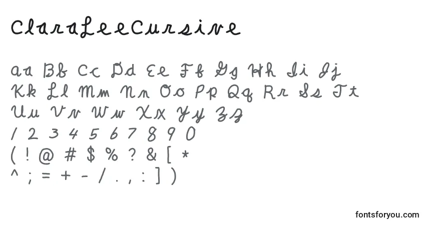 Fuente ClaraLeeCursive - alfabeto, números, caracteres especiales