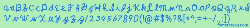 ClaraLeeCursive Font – Blue Fonts on Green Background