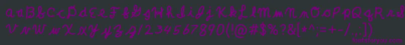 Czcionka ClaraLeeCursive – fioletowe czcionki na czarnym tle