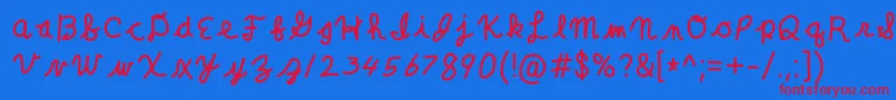 ClaraLeeCursive Font – Red Fonts on Blue Background