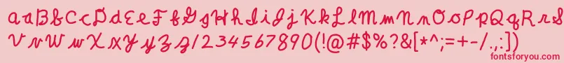 フォントClaraLeeCursive – ピンクの背景に赤い文字