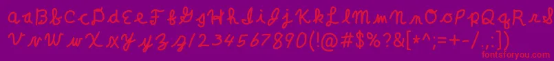 ClaraLeeCursive Font – Red Fonts on Purple Background