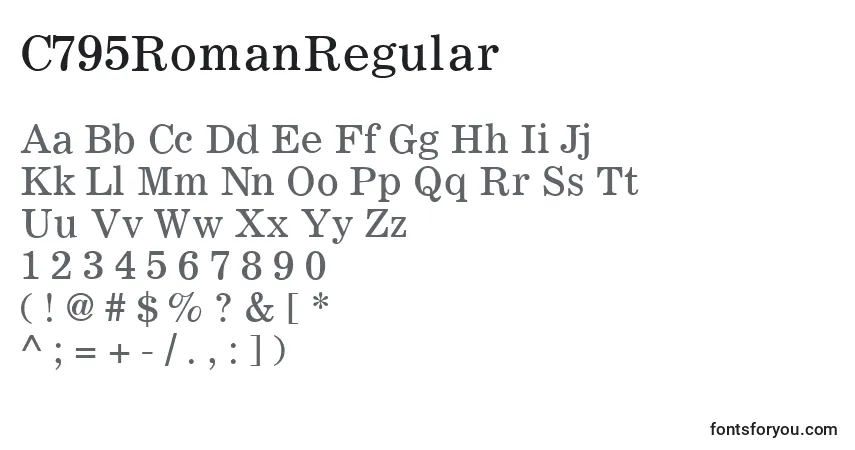 Czcionka C795RomanRegular – alfabet, cyfry, specjalne znaki