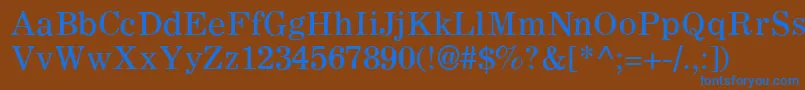 C795RomanRegular-Schriftart – Blaue Schriften auf braunem Hintergrund