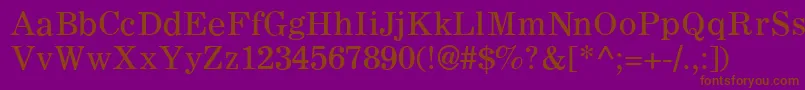 Fonte C795RomanRegular – fontes marrons em um fundo roxo