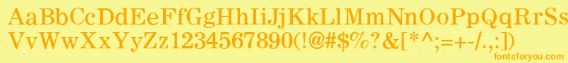 フォントC795RomanRegular – オレンジの文字が黄色の背景にあります。