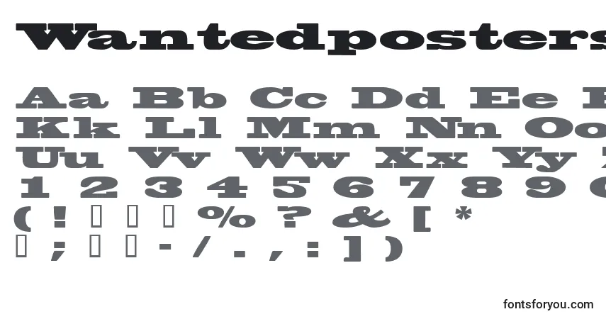 Schriftart Wantedposterssk – Alphabet, Zahlen, spezielle Symbole