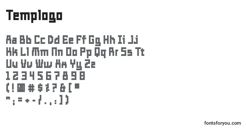 Czcionka Templogo – alfabet, cyfry, specjalne znaki