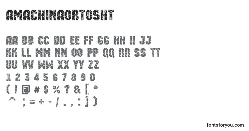 Fuente AMachinaortosht - alfabeto, números, caracteres especiales