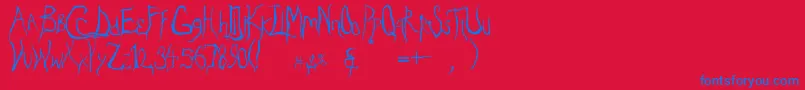 Weitere Informationen zur Eradicate-Schriftart Eradicate-Schriftart – Blaue Schriften auf rotem Hintergrund
