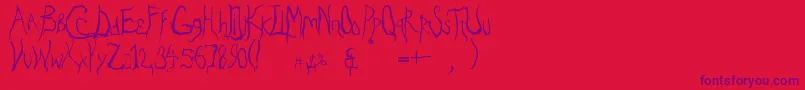 Eradicate-Schriftart – Violette Schriften auf rotem Hintergrund