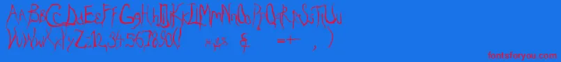 Eradicate-Schriftart – Rote Schriften auf blauem Hintergrund