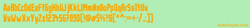 フォントUrbanBrush – オレンジの文字が緑の背景にあります。