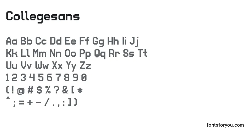 Czcionka Collegesans – alfabet, cyfry, specjalne znaki