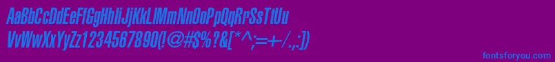 フォントAglettericaultracompressedcItalic – 紫色の背景に青い文字