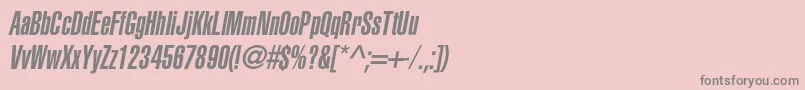 フォントAglettericaultracompressedcItalic – ピンクの背景に灰色の文字