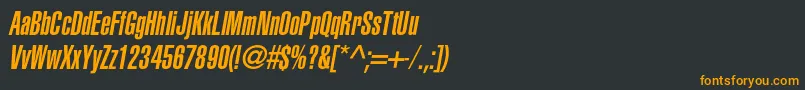 フォントAglettericaultracompressedcItalic – 黒い背景にオレンジの文字