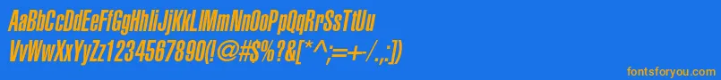 フォントAglettericaultracompressedcItalic – オレンジ色の文字が青い背景にあります。