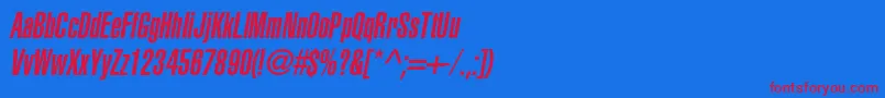 AglettericaultracompressedcItalic Font – Red Fonts on Blue Background