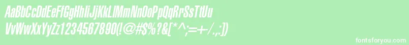 フォントAglettericaultracompressedcItalic – 緑の背景に白い文字