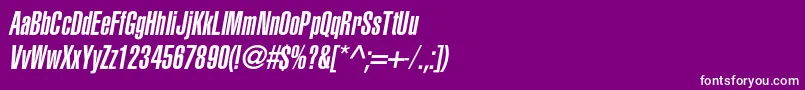 フォントAglettericaultracompressedcItalic – 紫の背景に白い文字