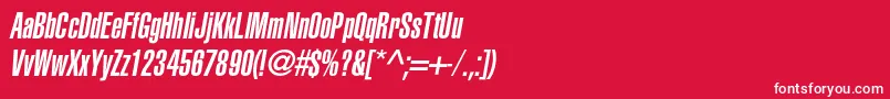 フォントAglettericaultracompressedcItalic – 赤い背景に白い文字