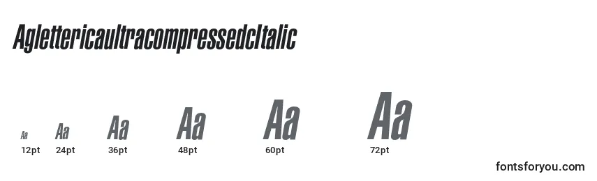 Größen der Schriftart AglettericaultracompressedcItalic