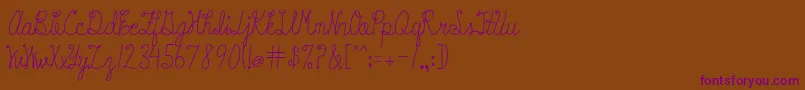 AustieBostStarlitBeach-Schriftart – Violette Schriften auf braunem Hintergrund